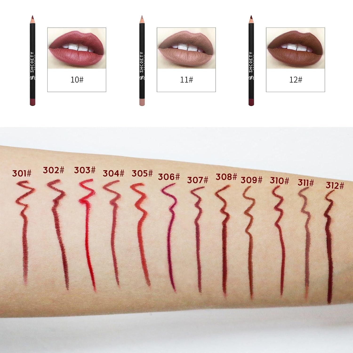 Mrettick 12 Farben Matte Lip Liner Stifte Set, Creme Glide Lip Liner Natürliche Lippen Make-Up Weiche Stifte Lippenstift Set, Feuchtigkeitsspendend, Langanhaltend, Nicht Haftend