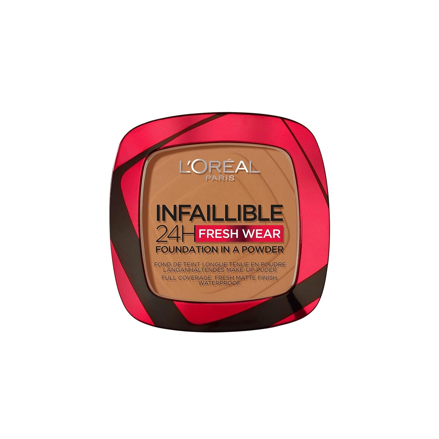 L'Oréal Paris Wasserfestes Puder Make-Up Mit Hoher Deckkraft, Deckendes Kompaktpuder Mit Mattem Finish Und 24H Halt, Infaillible 24H Fresh Wear Foundation Powder, Nr. 180 Rose Sand, 1 X 9 G