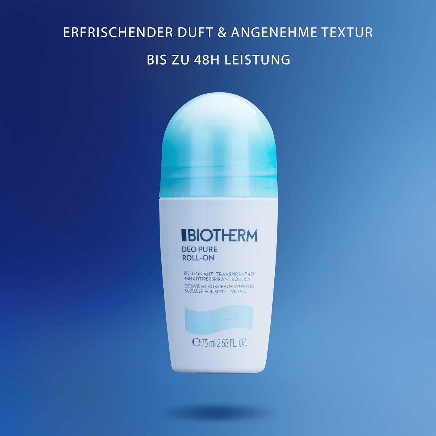 Biotherm Deo Pure Roll-On, 48 H Anti-Transpirant, Wirksamer Schutz Vor Schweißgeruch, Für Empfindliche Haut Und Alle Hauttypen, Wirkt Pflegend Und Beruhigend, 75 Ml