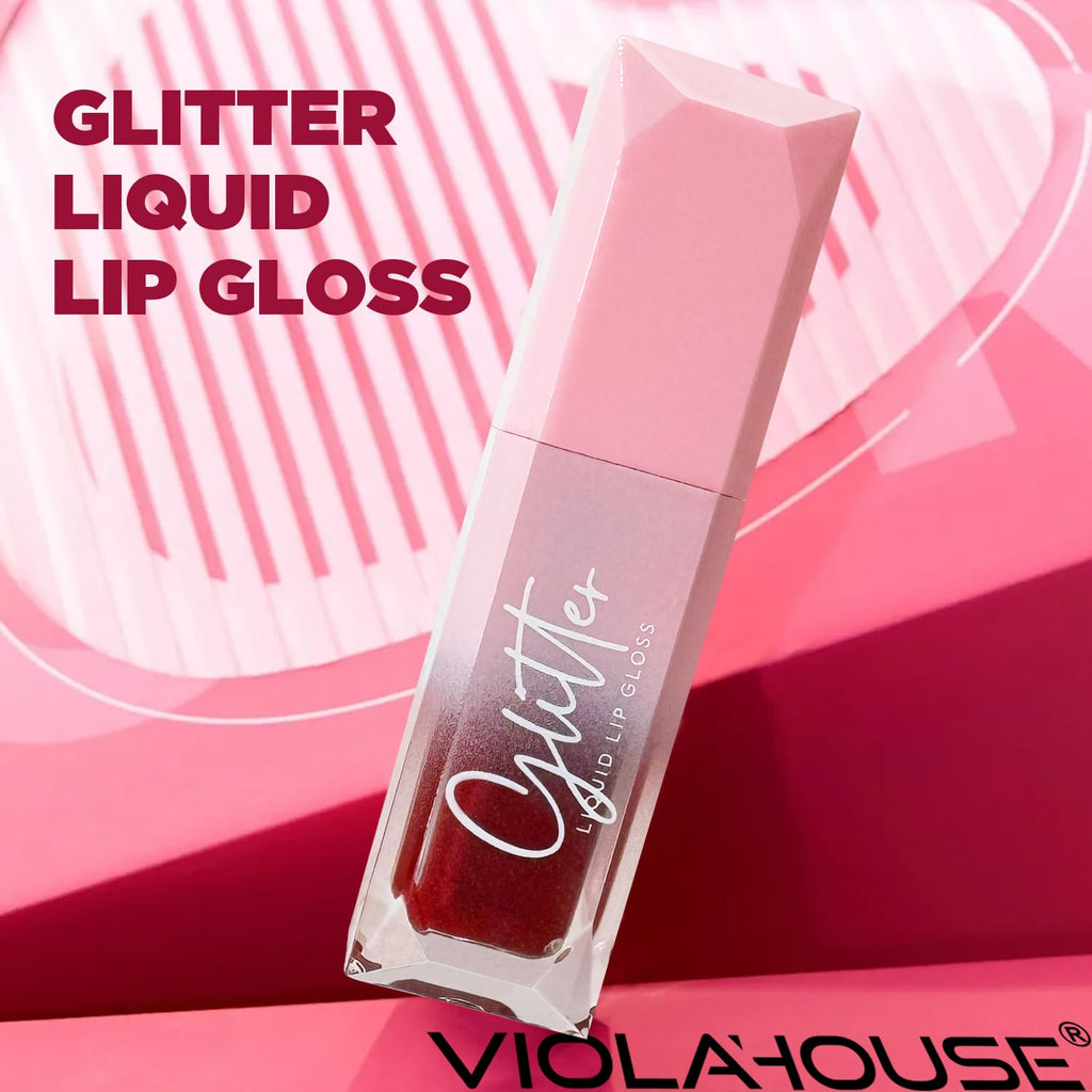 VIOLA HOUSE Lipglosse Glitzer, Lipgloss Glänzend Flüssiger Lippenstift, Glänzender Lipgloss Schimmerndes Finish Auf Den Lippen.5Ml (Cherry)