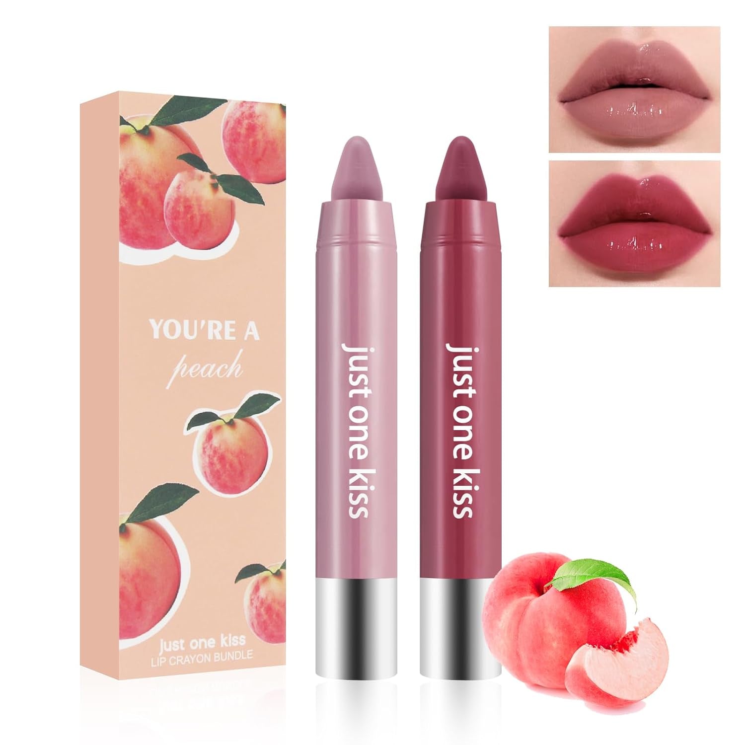 Horuili® 2 Stück Lippenstift, Fruchtiger Lippenstift, Nude Moisture Lippenstift, Feuchtigkeitsspendender Glanzstift Lippenstift, Wasserfester, Lang Anhaltender Und Feuchtigkeitsspendender Lippenstift