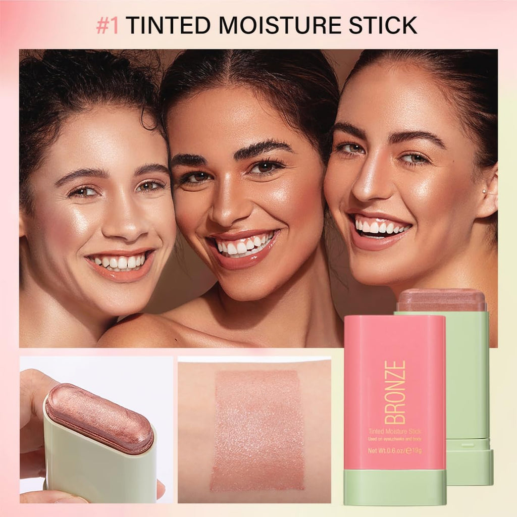 Ofanyia Cream Bronzer Stick, Unique Roating Design Multi-Use Bronzer Stick, Lightweight Easy to Blend Cream Bronzer, Velvet Matte Texture Bronzer Face Stick(3# Rich Glow)