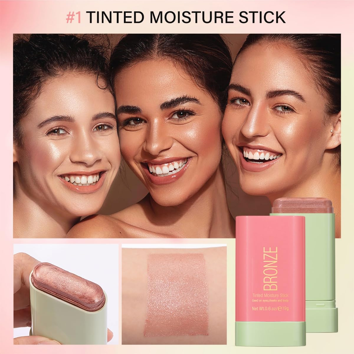 Ofanyia Cream Bronzer Stick, Unique Roating Design Multi-Use Bronzer Stick, Lightweight Easy to Blend Cream Bronzer, Velvet Matte Texture Bronzer Face Stick(3# Rich Glow)