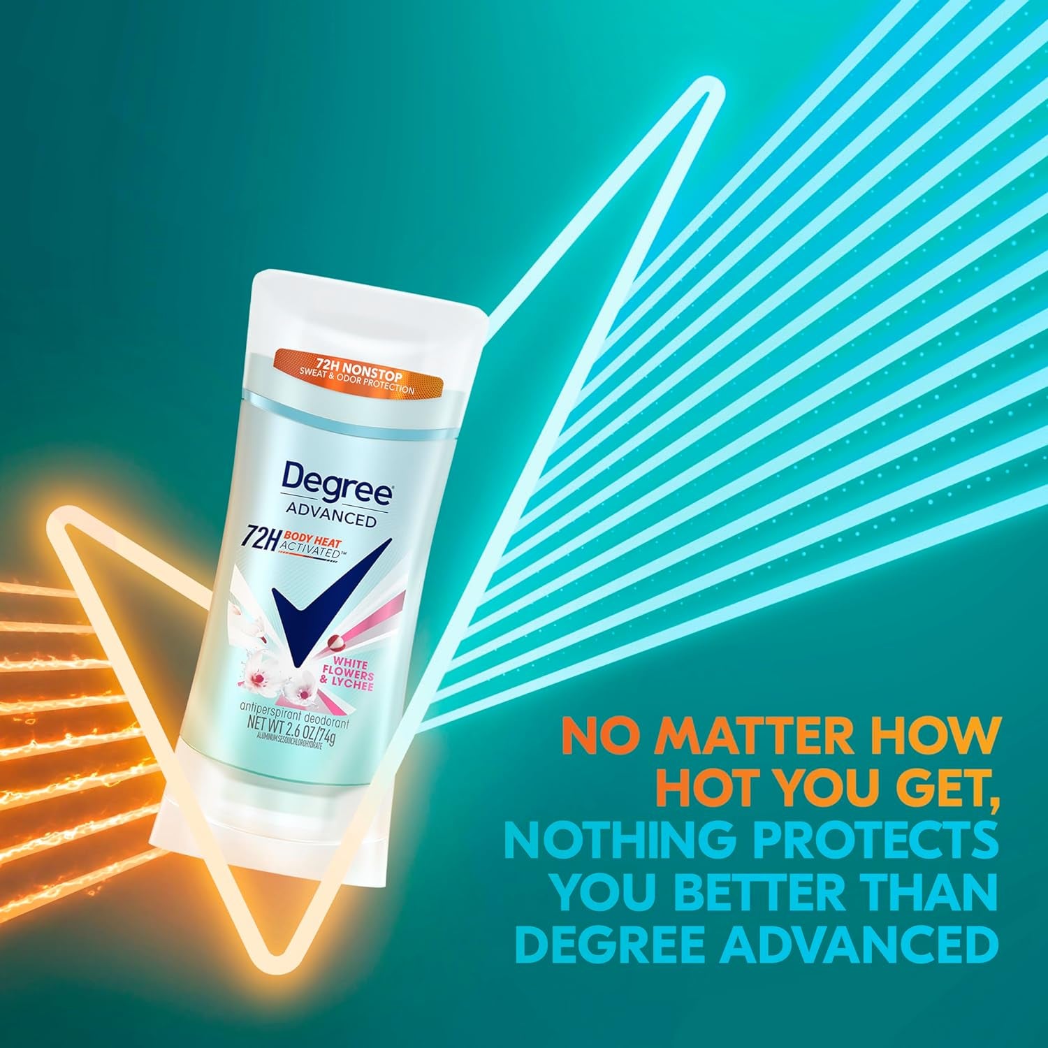 Degree Advanced Anti-Transpirant Deodorant 72 Stunden Schweiß- Und Geruchsschutz, Weiße Blumen Und Litschi, Anti-Transpirant, Deodorant Für Damen, Mit Motionsense-Technologie, 75 Ml