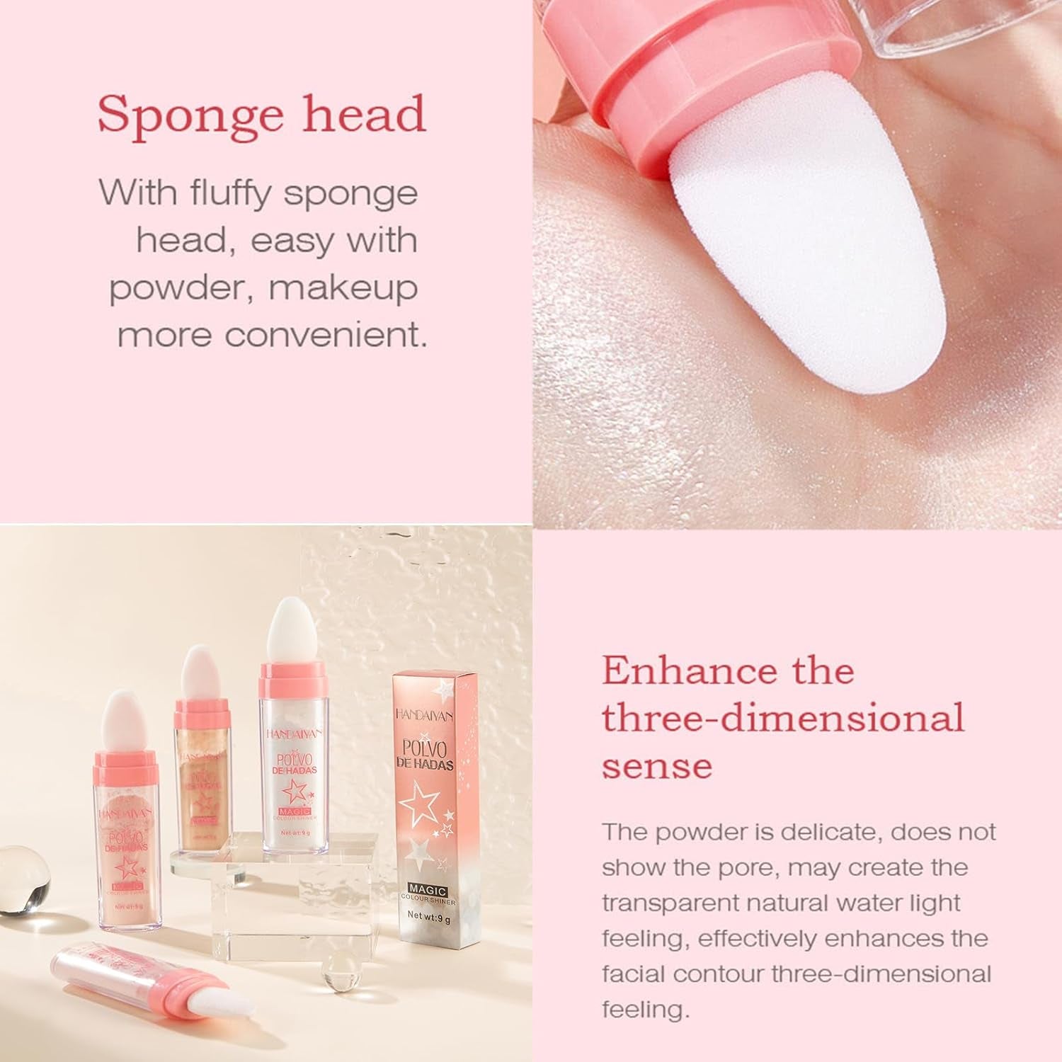 Highlighter Puder Stick, Body Highlight Patting Puder, Fairy Highlight Puder-Highlighter Schimmernder Highlighter Puderstift, Für Gesicht Augen Lippen Haare Körper Glow Kosmetik (01)