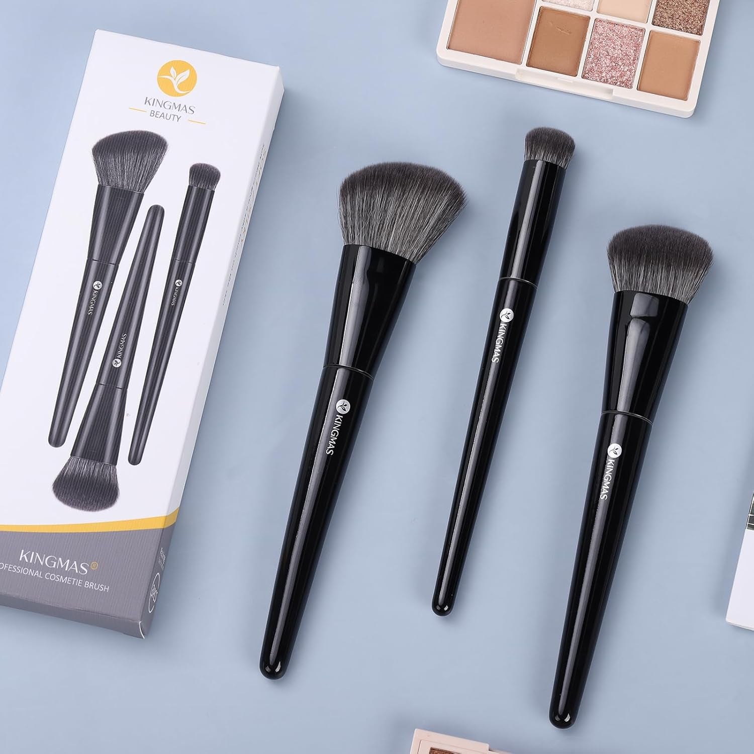 KINGMAS Kabuki Make-Up-Pinsel - Abgewinkelter Foundation Und Konturen-Concealer-Pinsel Für Augen, Rouge, Bronzer - Reise, Buffing, Tupfen, Flüssiges
