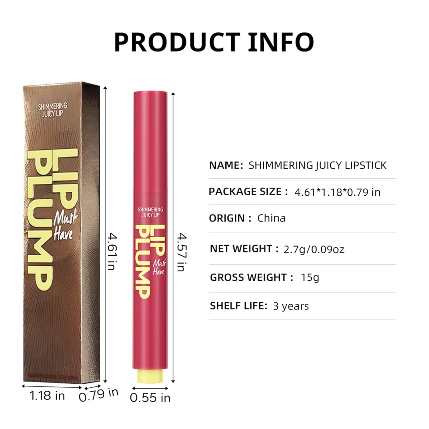 Erinde 2 in 1 Lippenstift & Lip Balm, 24 Stunden Halt Hanganhaltender Lipstick, Wasserfest Feuchtigkeitsspendend Lip Gloss, Pflegender Lippen Makeup Stick Shimmer