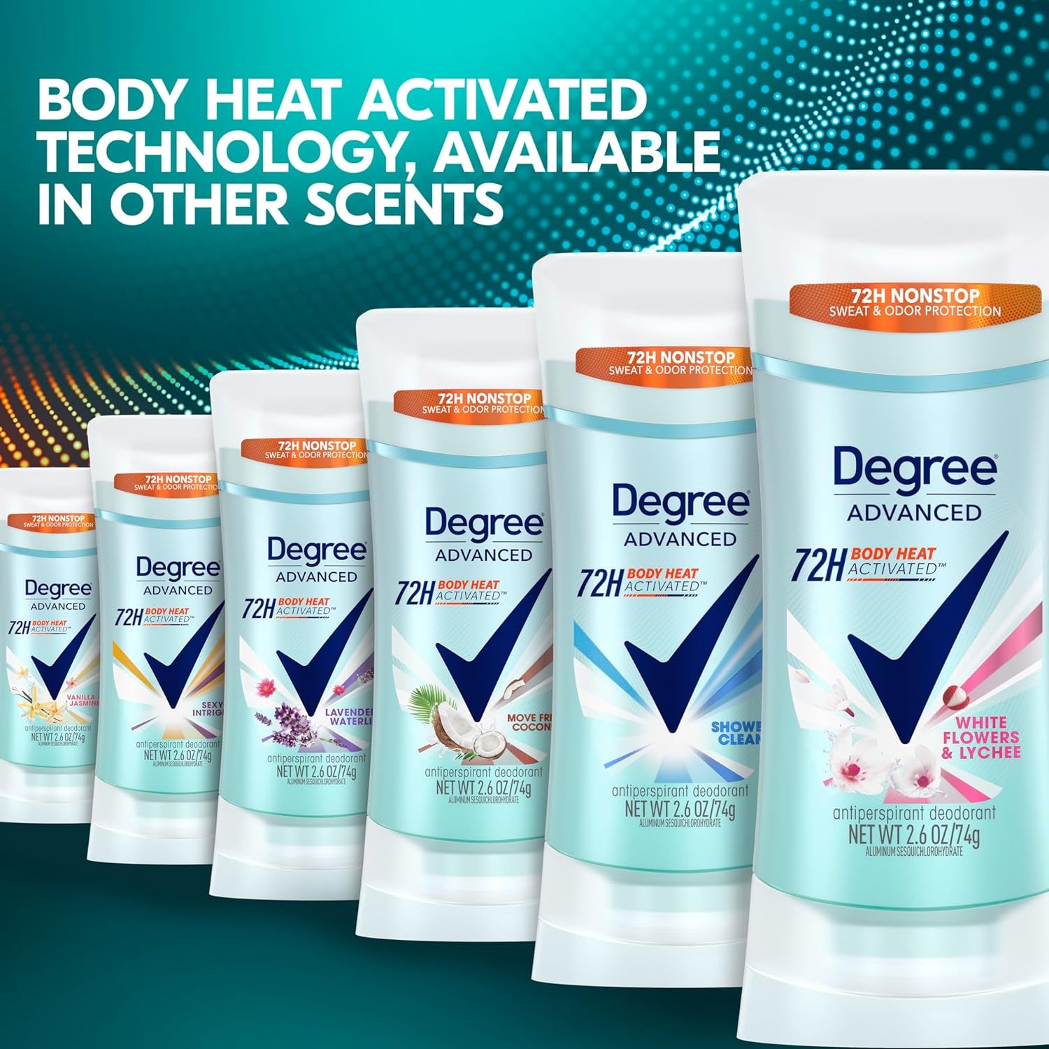 Degree Advanced Anti-Transpirant Deodorant 72 Stunden Schweiß- Und Geruchsschutz, Weiße Blumen Und Litschi, Anti-Transpirant, Deodorant Für Damen, Mit Motionsense-Technologie, 75 Ml