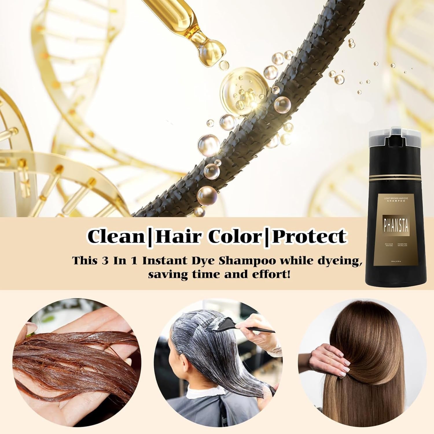 Nova Hair Dye Shampoo Nova Hair Instant Dye Shampoo Black Hair Dye Shampoo Magic Hair Dye Shampoo Langanhaltende Haarfarbe Shampoo Für Frauen Männer (Hellbraun)