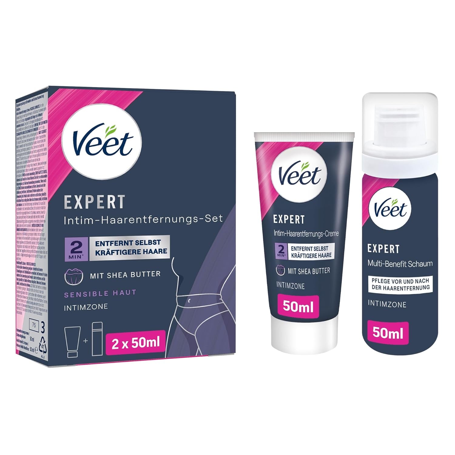 Veet Men Intim-Haarentfernungs-Set - Enthaarungscreme Für Den Intimbereich, Für Männer - 100 Ml Tube & 50 Ml Pflegebalsam