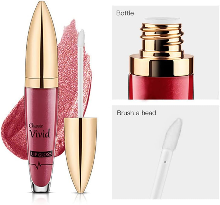 ISAKEN Professional Makeup Lipgloss Mit Glänzendem Finish, Lipgloss Glitzer 24 Stunden Feuchtigkeit Lippenöl Lippe Gloss Lipliner Long Lasting Moisturizing Lippenstift Kosmetik Make Up