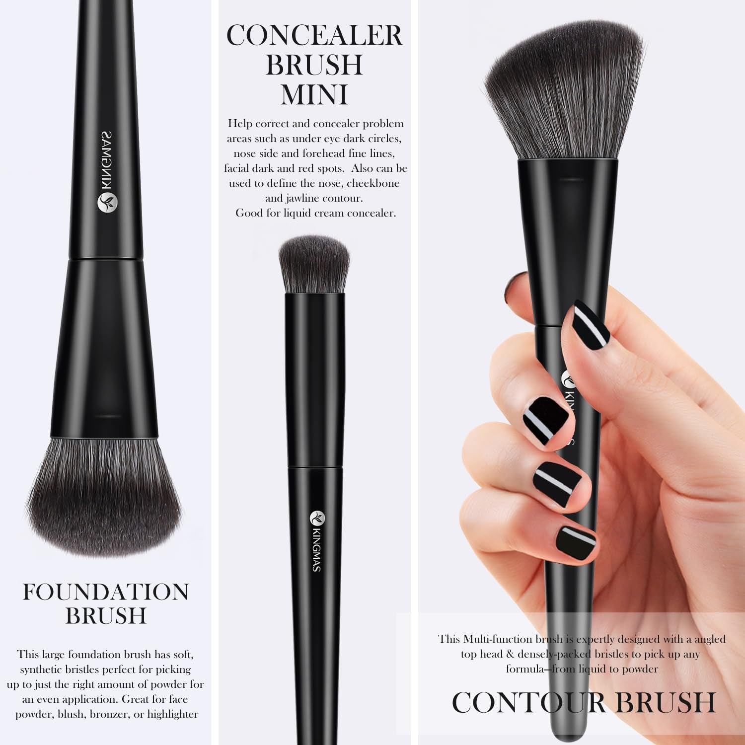 KINGMAS Kabuki Make-Up-Pinsel - Abgewinkelter Foundation Und Konturen-Concealer-Pinsel Für Augen, Rouge, Bronzer - Reise, Buffing, Tupfen, Flüssiges