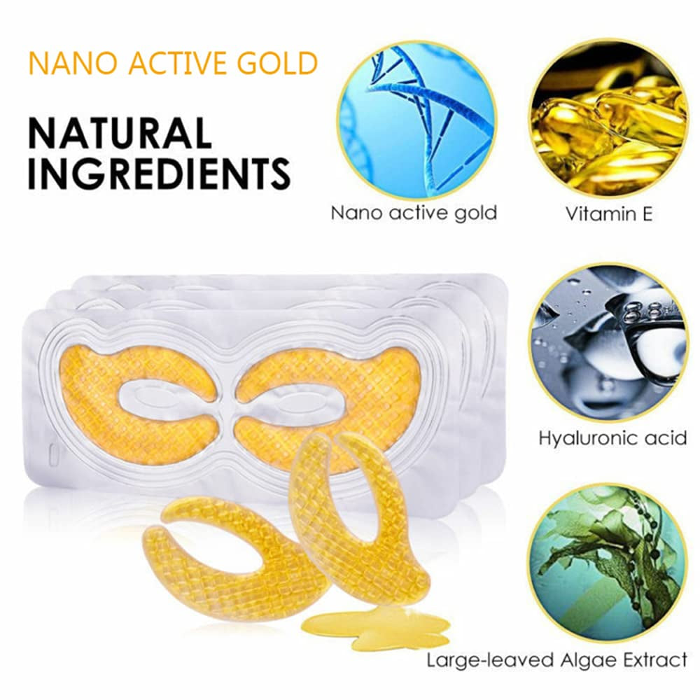 Augenpads, Eye Mask, 24K Gold Eye Patches, anti Aging Augenpads Mit Hyaluron Augenpflege, Kollagen Augenmaske Feuchtigkeit Spendende, Entfernen Taschen, Dunkle Kreise & Puffiness-5Pairs