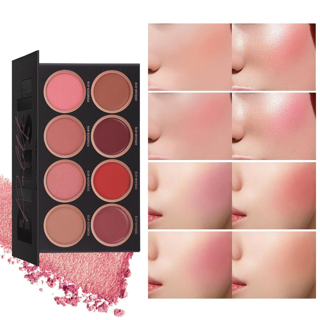 8 Farben Make-Up Rouge Palette, Matte, Langanhaltende, Aufhellende Teint-Reparatur Nude Make-Up Tragbares Make-Up Rouge, Kontur Und Highlight, Professionelles Gesichts-Make-Up-Rouge