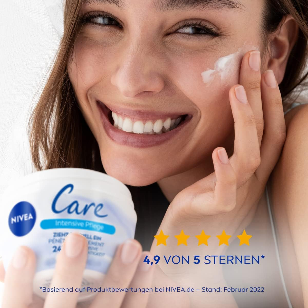 NIVEA Care Creme - Schnelle Feuchtigkeitspflege für Gesicht und Körper, 200 ml für zarte und glatte Haut