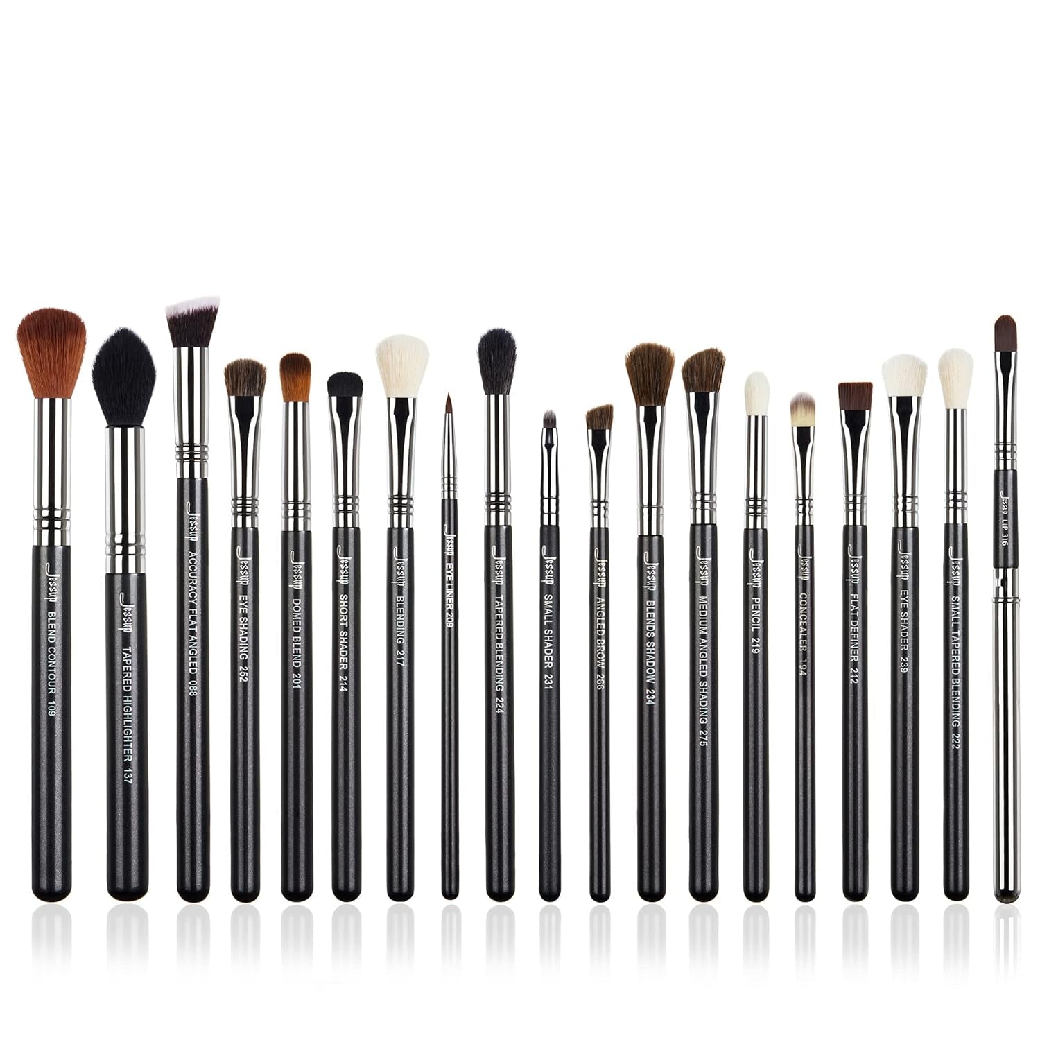 Jessup Abgewinkeltes Eyeliner Pinsel Set, 3-Teilig Pro Precision Eyelinerpinsel Fein Geflügelte Ultradünne Schräge Gel Makeup Pinsel Für Flüssigen Eyeliner Schwarz T345