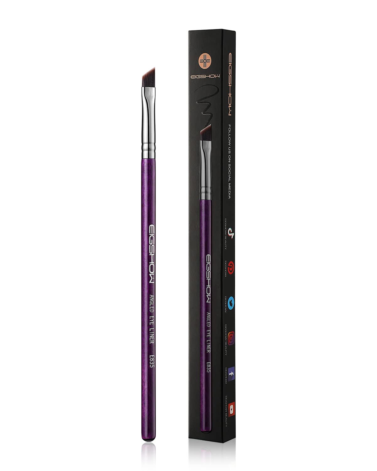 EIGSHOW Eyeliner-Pinsel, Fein Abgewinkelt, Profi-Präzisions-Pinsel, Ultradünn, Abgeschrägt, Flacher Winkel, Premium-Qualität, Zum Auftragen Von Gelpuder, Flüssiger Creme (Blau)
