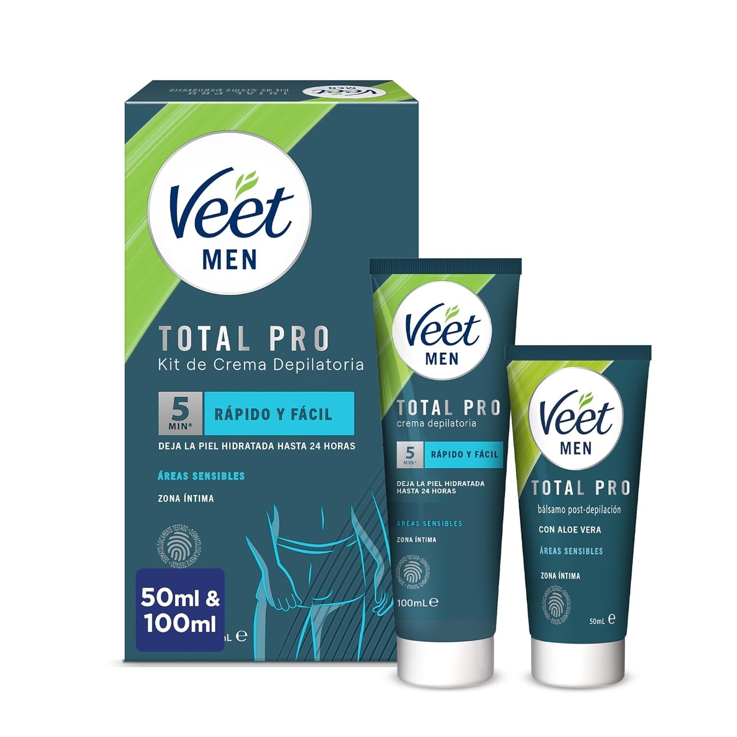 Veet Men Intim-Haarentfernungs-Set - Enthaarungscreme Für Den Intimbereich, Für Männer - 100 Ml Tube & 50 Ml Pflegebalsam