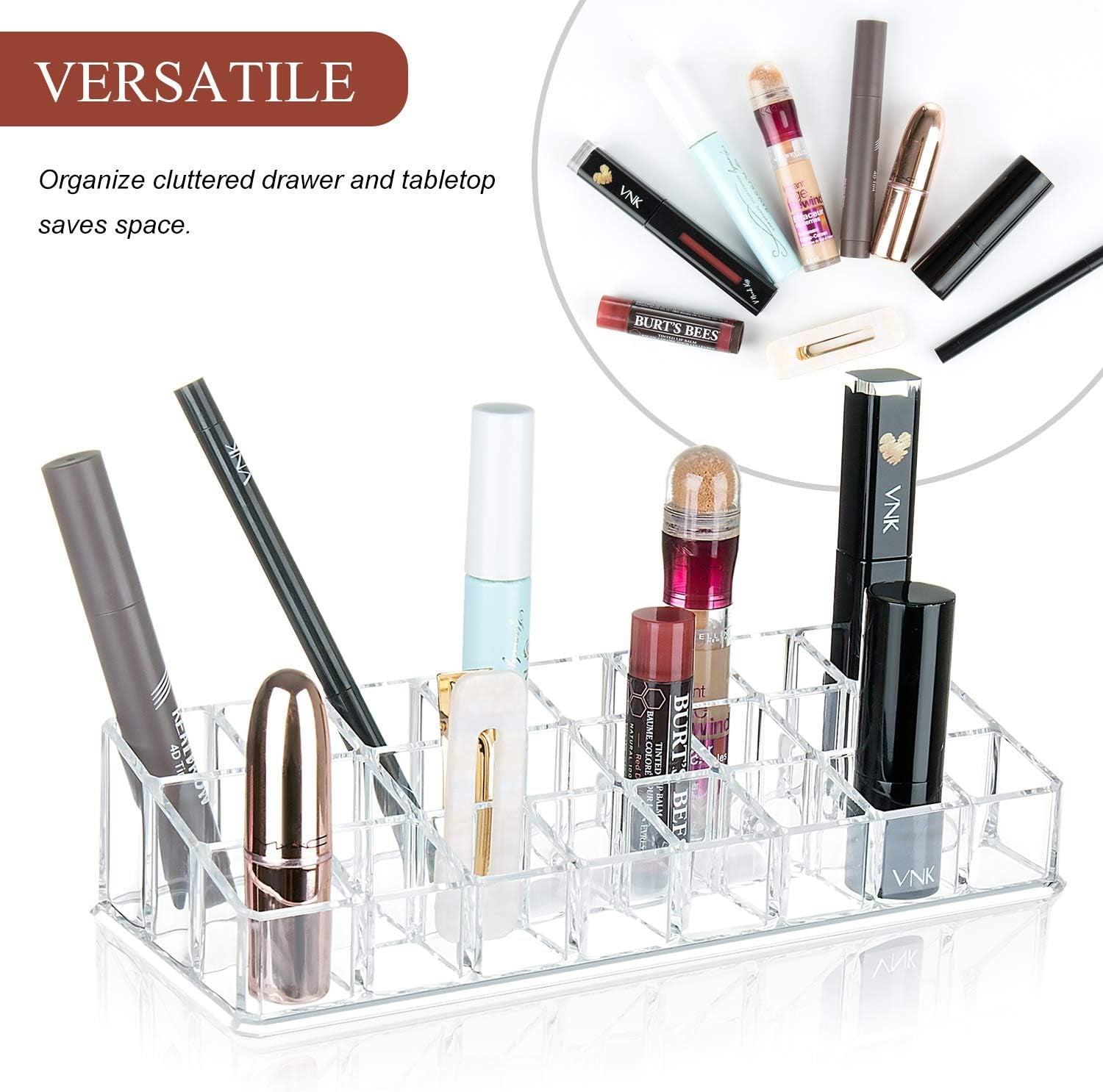 Comius Sharp Lippenstift Organizer, 24 Plätze Lippenstift Aufbewahrungsbox Acryl Transparente Lippenstift Ständer Lippenstift Halter Kosmetik Organizer