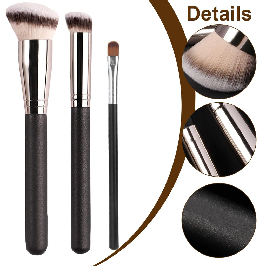 Reccisokz 3 Stück Foundation Pinsel,Flüssiger Concealer Foundation Pinsel,Makeup Pinsel Für Flüssige Foundation Anwendung,Polieren