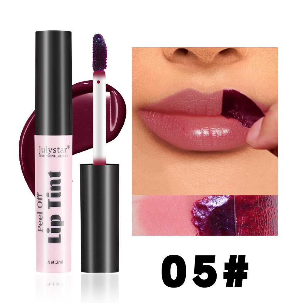 Peel off Liquid Lipstick Set, Easy Peel & Reveal Lip Stain, Waterproof Long Lasting Peel off Mask Lip Gloss, Lips Tattoo Makeup Beauty (Color, Set B)