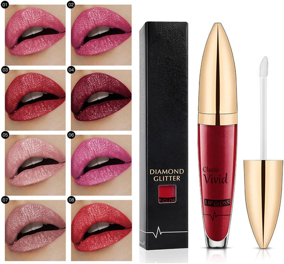 ISAKEN Professional Makeup Lipgloss Mit Glänzendem Finish, Lipgloss Glitzer 24 Stunden Feuchtigkeit Lippenöl Lippe Gloss Lipliner Long Lasting Moisturizing Lippenstift Kosmetik Make Up