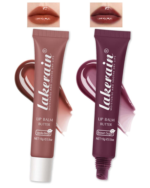2 Farben Glossy Lip Butter Balm, Feuchtigkeitsspendende Nicht Klebend Lipgloss, Hochglänzendes Finish Lip Glow Oil,Natürliche, Plumping Lip Tint Lip Care & Repair Lip Mask Für Trockene Lippen-2+3
