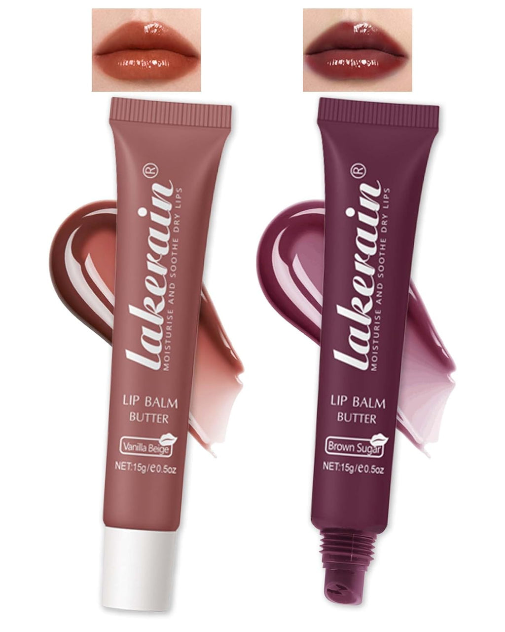 2 Farben Glossy Lip Butter Balm, Feuchtigkeitsspendende Nicht Klebend Lipgloss, Hochglänzendes Finish Lip Glow Oil,Natürliche, Plumping Lip Tint Lip Care & Repair Lip Mask Für Trockene Lippen-2+3