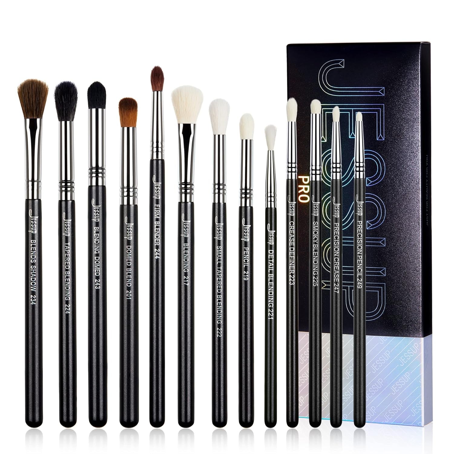 Jessup Abgewinkeltes Eyeliner Pinsel Set, 3-Teilig Pro Precision Eyelinerpinsel Fein Geflügelte Ultradünne Schräge Gel Makeup Pinsel Für Flüssigen Eyeliner Schwarz T345