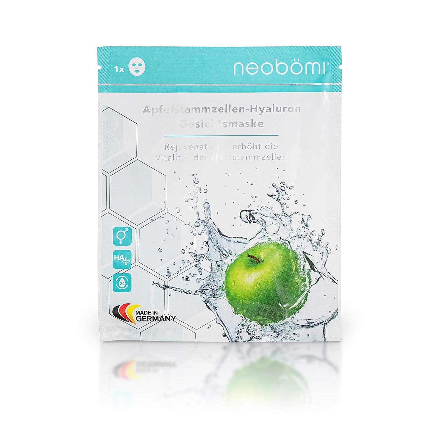 Hyaluron Gesichtsmaske - Hochdosierte Tuchmaske Mit Apfelstammzellen Von Neobömi® - anti Aging Face Mask - Perfekte Age Fit Gesichtspflege - Luxury Beauty - Augenpads Effekt - 2 Stück - Masken Set
