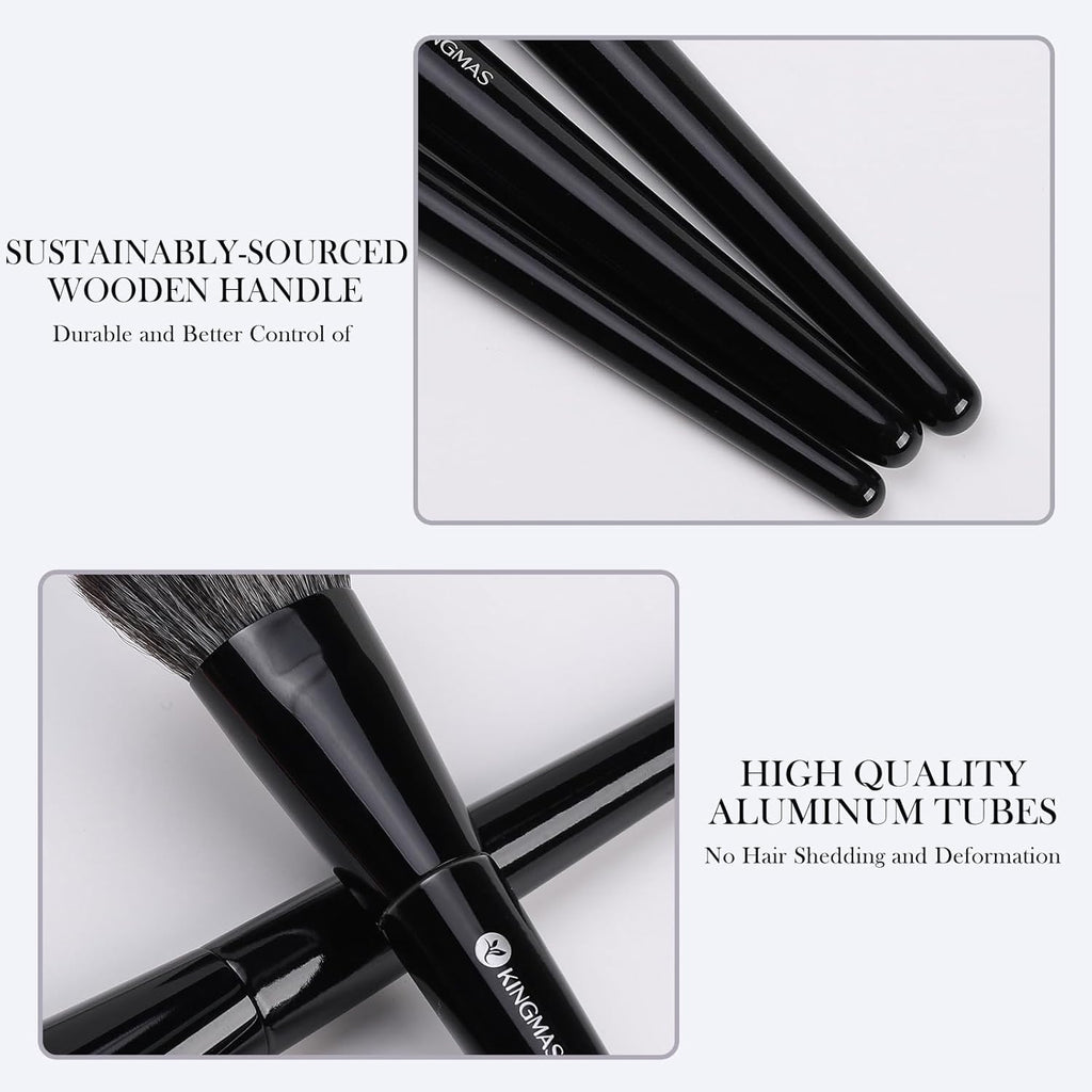 KINGMAS Kabuki Make-Up-Pinsel - Abgewinkelter Foundation Und Konturen-Concealer-Pinsel Für Augen, Rouge, Bronzer - Reise, Buffing, Tupfen, Flüssiges