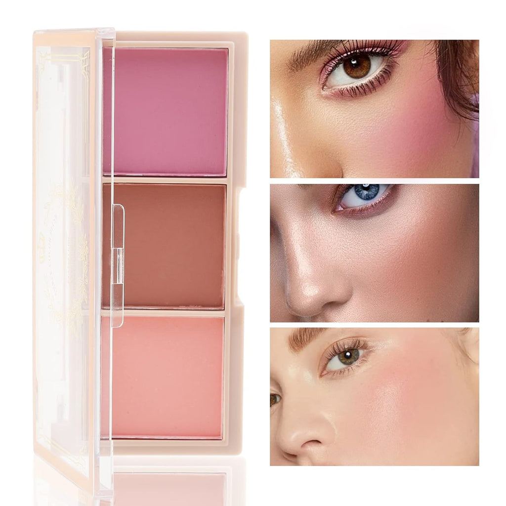 Boobeen 3 Farbe Erröten Palette, Matt Rosa Erröten, Erröten Pulver Für Wangen Make-Up, Lang Anhaltende Gesicht Schönheit Erröten, Leicht Und Glatt
