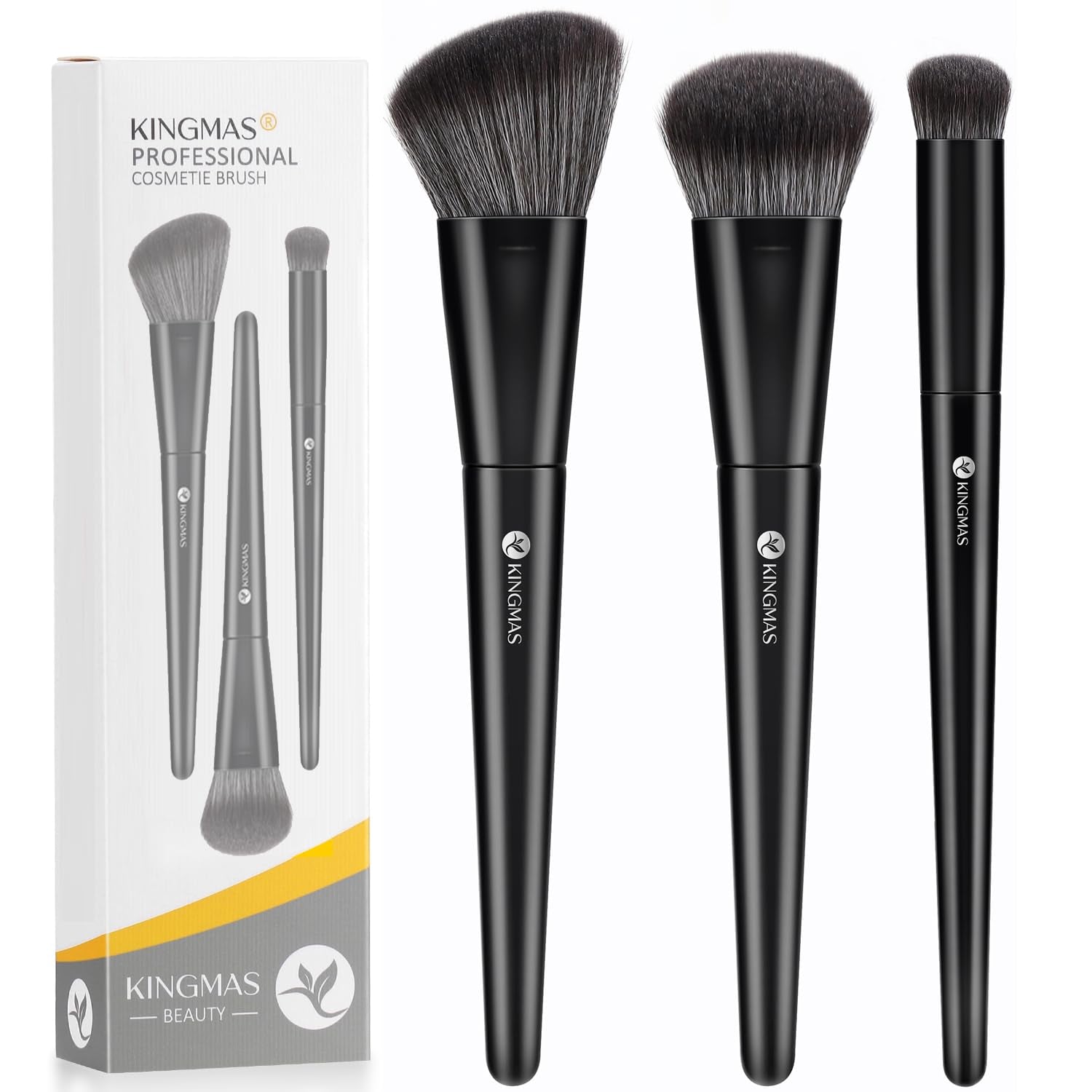KINGMAS Kabuki Make-Up-Pinsel - Abgewinkelter Foundation Und Konturen-Concealer-Pinsel Für Augen, Rouge, Bronzer - Reise, Buffing, Tupfen, Flüssiges