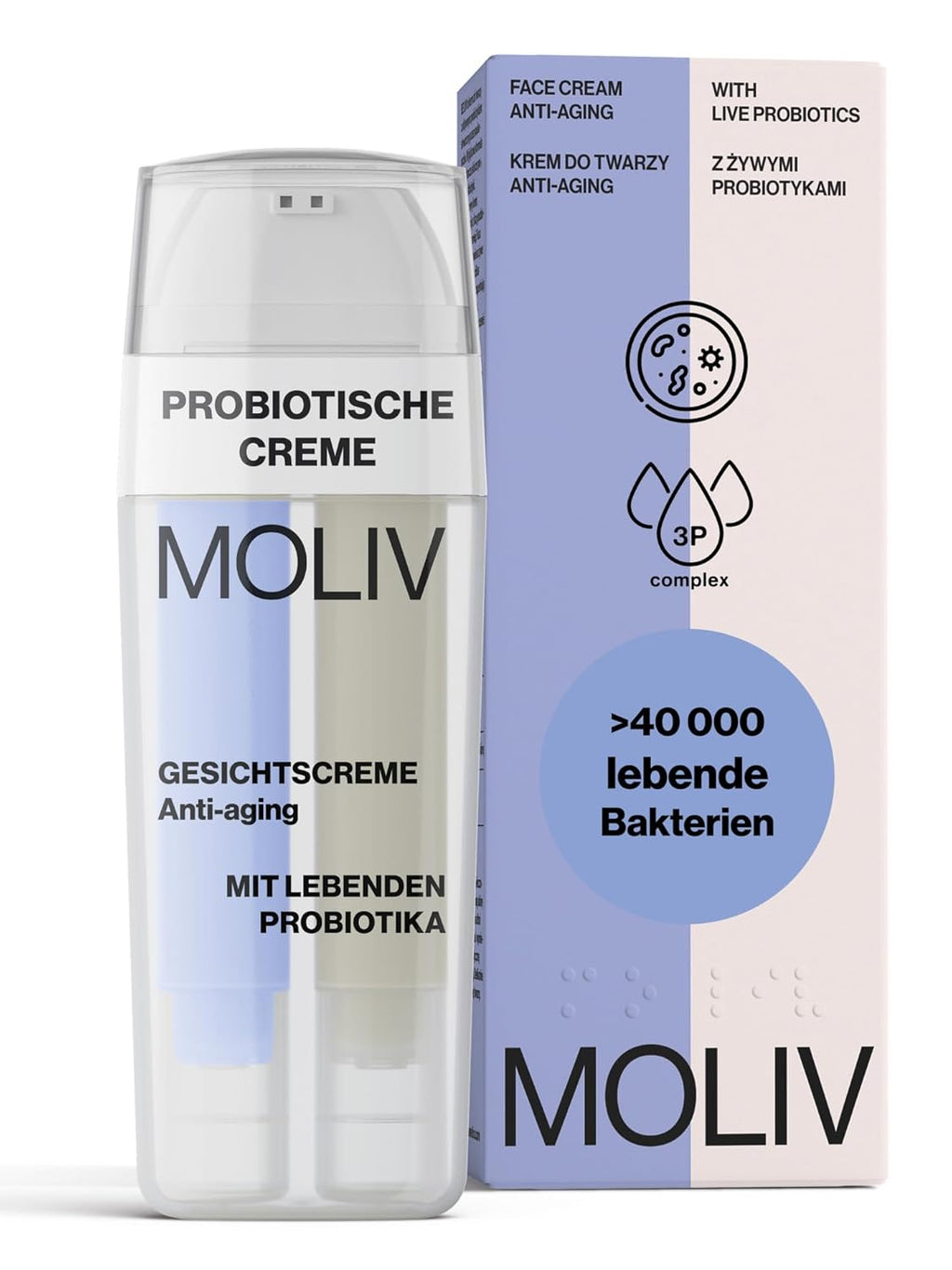 MOLIV Regenerierende Gesichtscreme, Feuchtigkeitsspendende Gesichtscreme, Nährende Gesichtscreme, Anti-Aging Gesichtscreme Mit Lebenden Probiotika (Feuchtigkeitsspendend)
