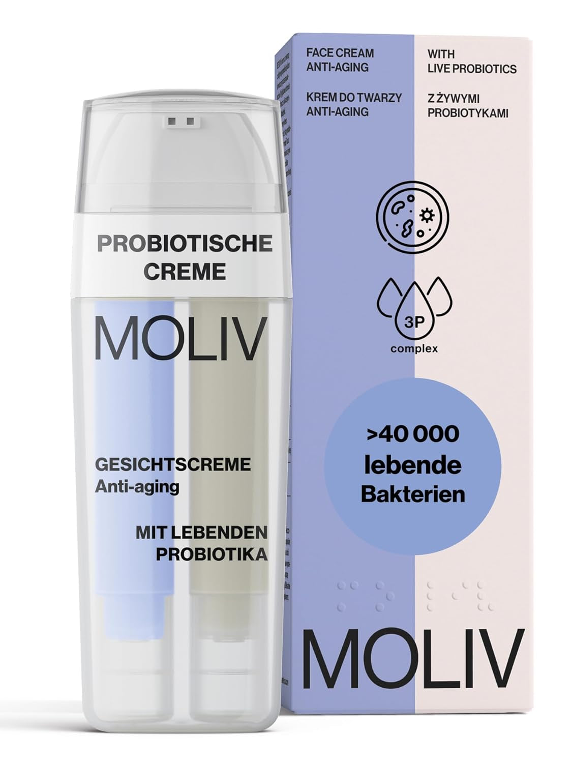 MOLIV Regenerierende Gesichtscreme, Feuchtigkeitsspendende Gesichtscreme, Nährende Gesichtscreme, Anti-Aging Gesichtscreme Mit Lebenden Probiotika (Feuchtigkeitsspendend)