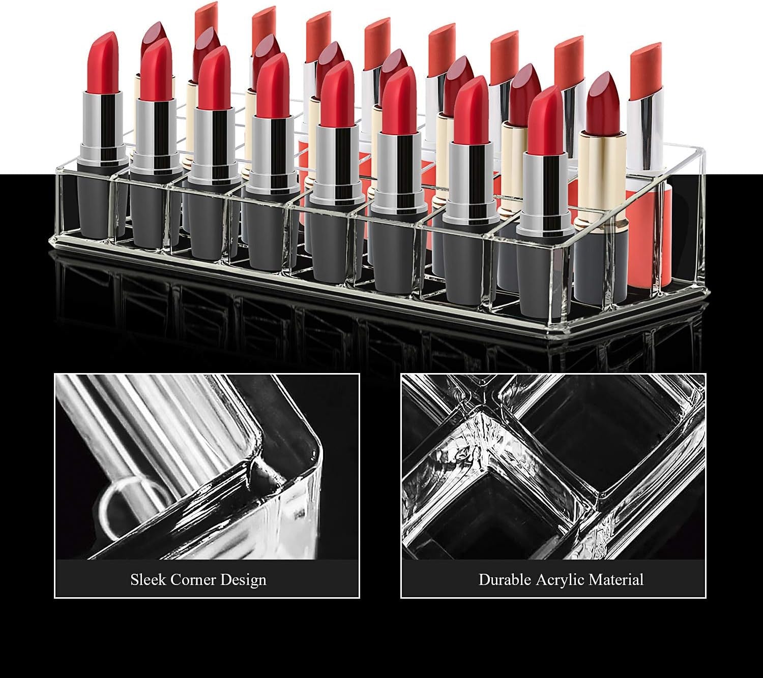 Comius Sharp Lippenstift Organizer, 24 Plätze Lippenstift Aufbewahrungsbox Acryl Transparente Lippenstift Ständer Lippenstift Halter Kosmetik Organizer