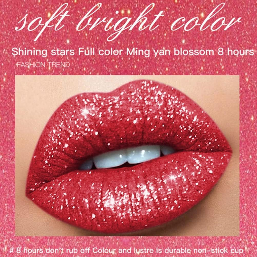 ISAKEN Professional Makeup Lipgloss Mit Glänzendem Finish, Lipgloss Glitzer 24 Stunden Feuchtigkeit Lippenöl Lippe Gloss Lipliner Long Lasting Moisturizing Lippenstift Kosmetik Make Up