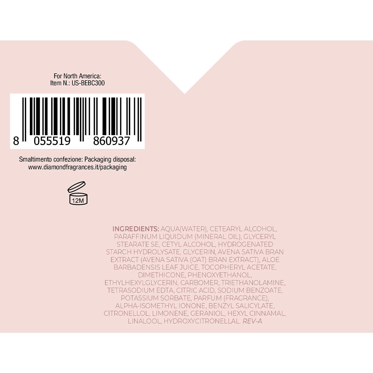 Diamond Bellagio | Körpercreme Für Damen, 300 Ml, Mit Zitrus-, Fruchtig- Und Moschusduft, Für Eine Weichere Und Duftendere Haut, Made in Italy