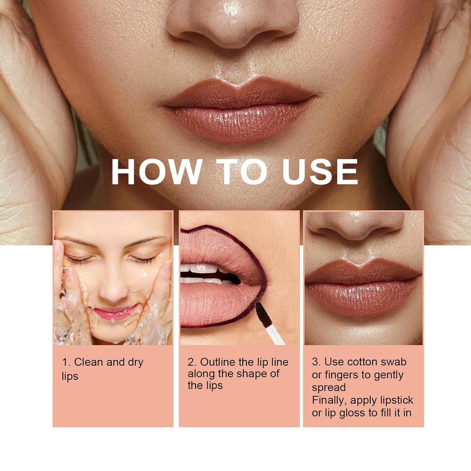 Flüssiger Lipliner, Wasserfester Abnehmbarer Lipliner, Langhaftender Lippenkonturenstift, Plump Lip Lines Lip Liner, Konturiert Die Lippenform, Ist Wasserfest Und Verwischt Nicht (Hellbraun)