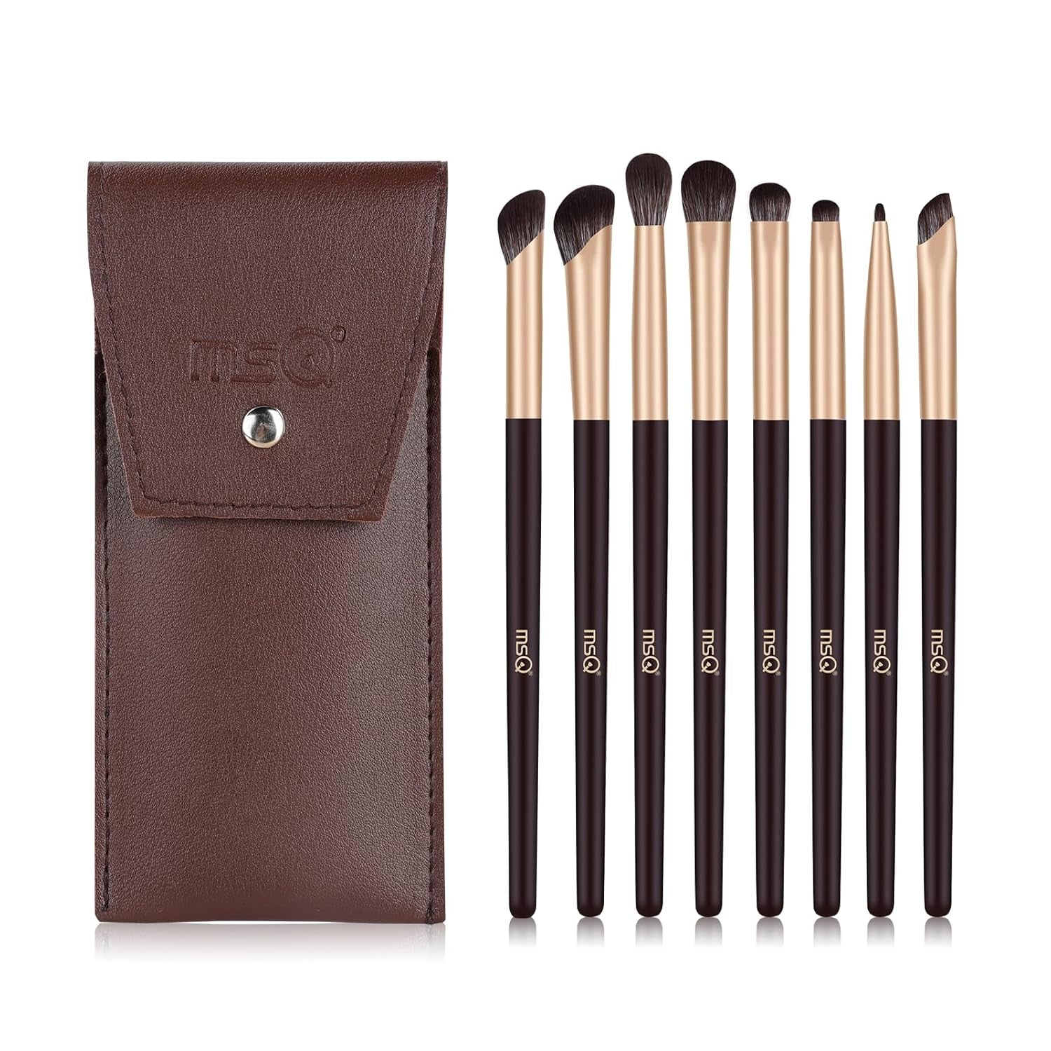 MSQ 8 Stück Lidschatten Make-Up Pinsel Set Portable Reise Make up Pinsel Tasche,Pinselset Makeup Professionelles Lidschatten Pinselset
