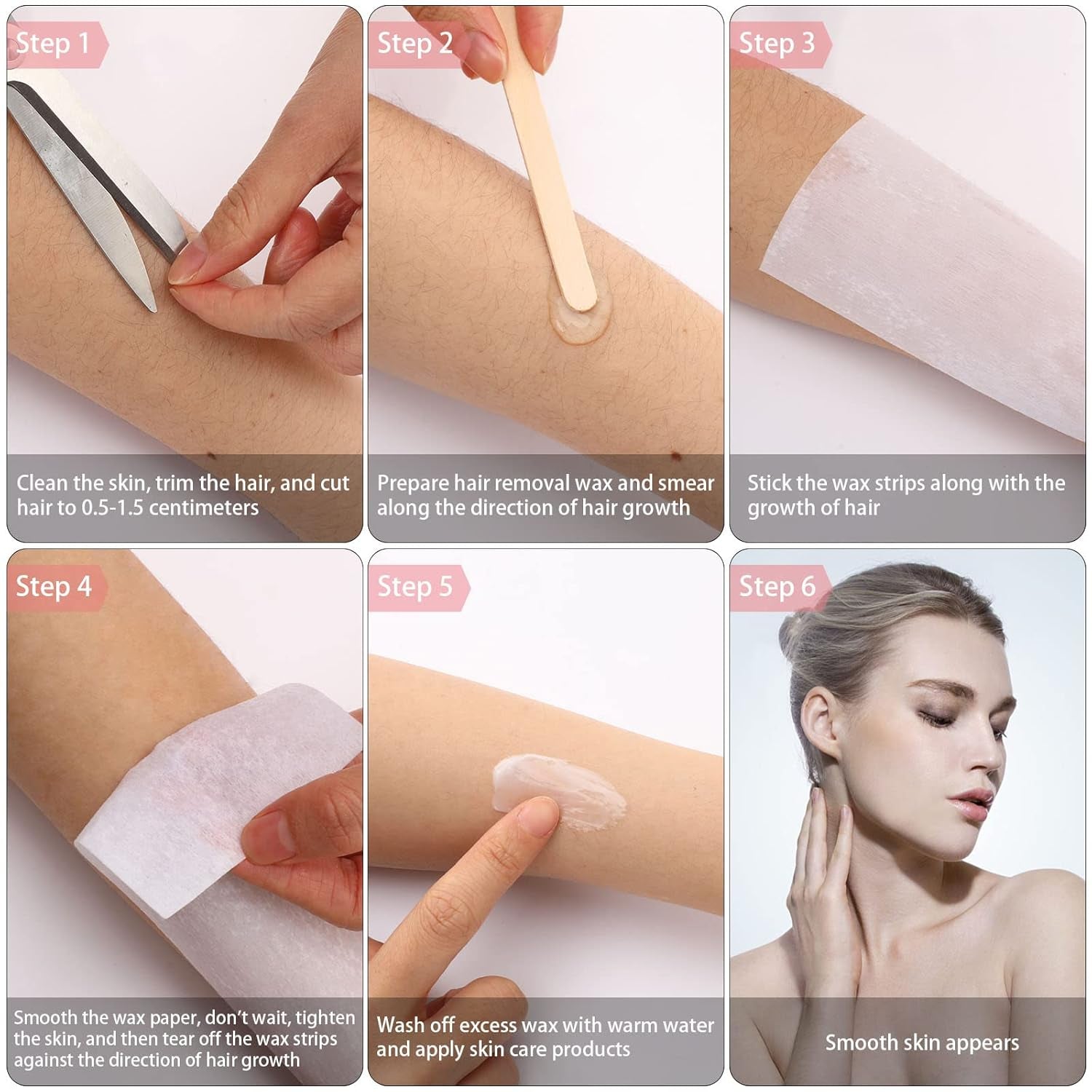 SEPGLITTER 300 Stück Wachsstreifen Haarentfernung, Waxing Strips, Vliesstreifen Für Warmwachs Und Zuckerpaste Für Frauen, Gesichtskörper, Arme, Beine(7×20Cm)