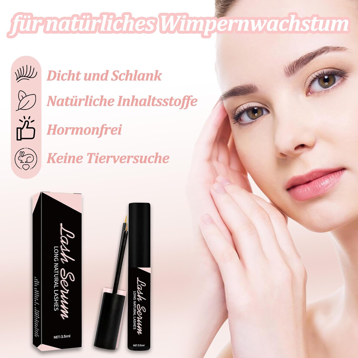 Wimpernserum Ohne Hormone Natürliches Lash Serum Wimpernwachstumsserum Für Intensiv Lange & Dichte Wimpern Schnelleres Wimpernwachstum Pflegendes Vollere Und Längere Wimpern (1 Stück Schwarz)