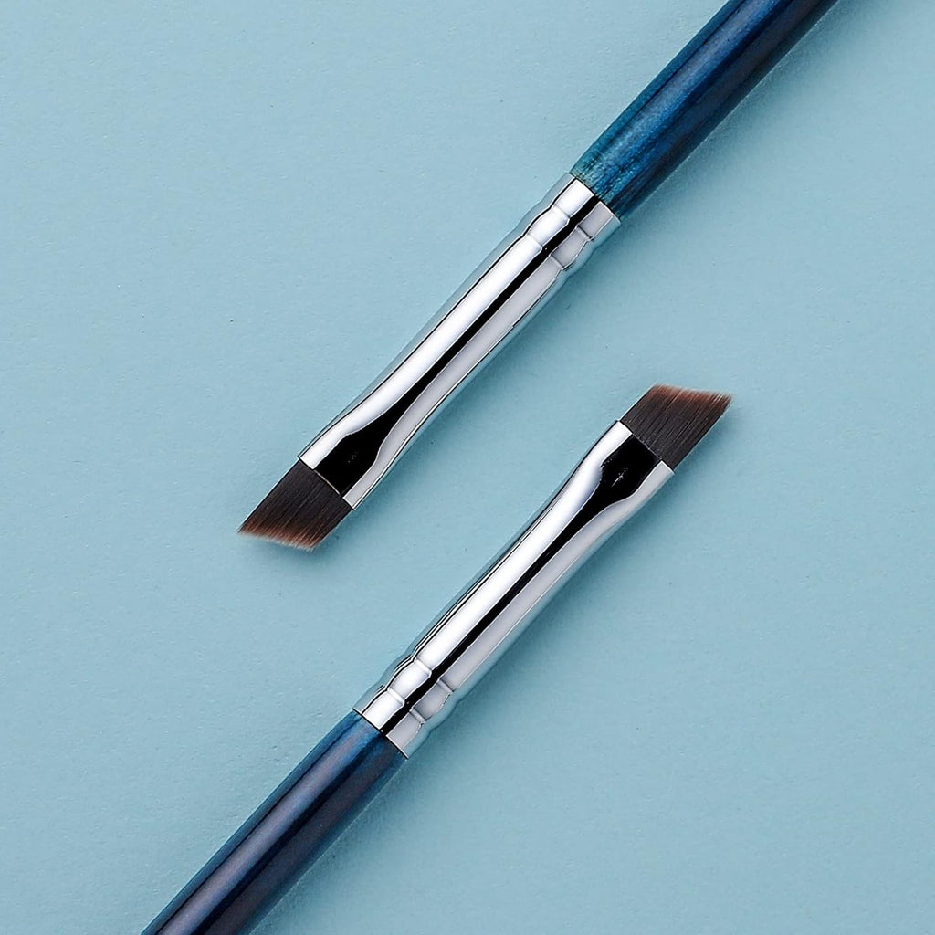EIGSHOW Eyeliner-Pinsel, Fein Abgewinkelt, Profi-Präzisions-Pinsel, Ultradünn, Abgeschrägt, Flacher Winkel, Premium-Qualität, Zum Auftragen Von Gelpuder, Flüssiger Creme (Blau)