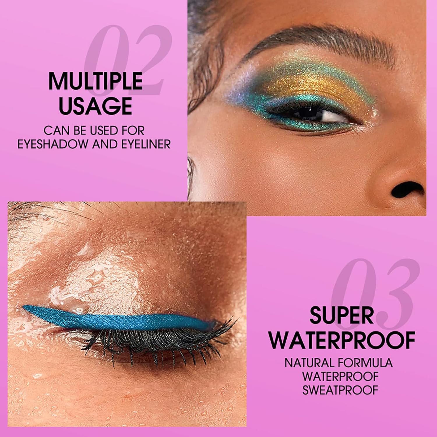 CHSEEO Liquid Glitter Eyeliner Set, 6 Colors Langanhaltend Pigmentiert Wasserfester Flüssiger Metallic Shimmer Lidschattenstift Flüssigkeit Eyeliner Pen, Augen Makeup Set Gift for Women Frauen - A