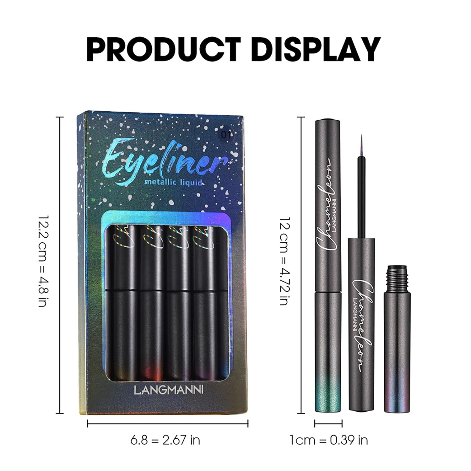 CHSEEO Liquid Glitter Eyeliner Set, 6 Colors Langanhaltend Pigmentiert Wasserfester Flüssiger Metallic Shimmer Lidschattenstift Flüssigkeit Eyeliner Pen, Augen Makeup Set Gift for Women Frauen - A