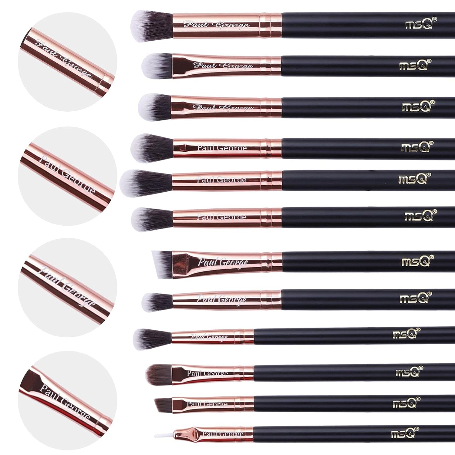 MSQ 12Pcs Augen Make-Up Pinsel Rauchig Lidschatten-Kontur-Kit Weich Haare Für Lidschatten, Augenbraue, Eyeliner, Blending, Am Besten Für Weihnachtsgeschenke - Rose Gold