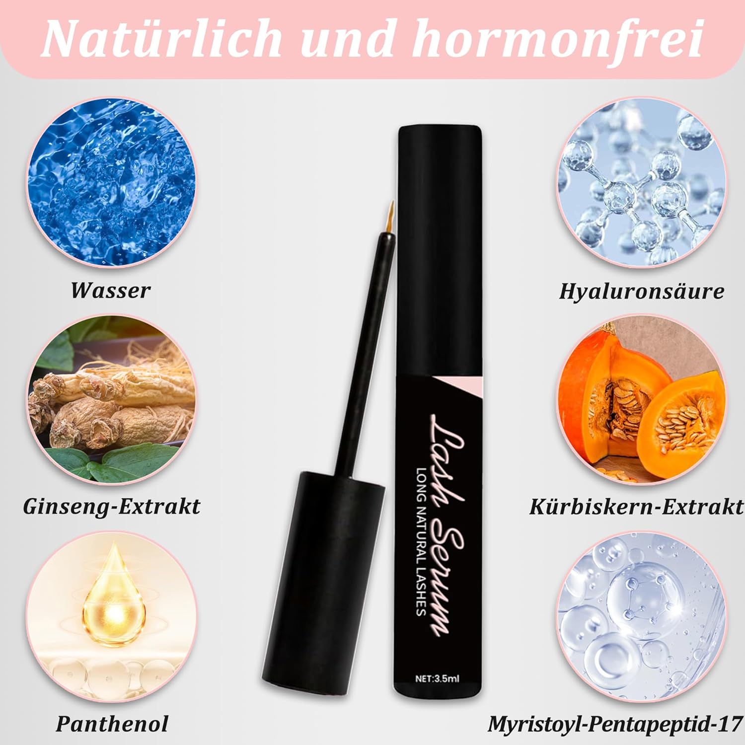Wimpernserum Ohne Hormone Natürliches Lash Serum Wimpernwachstumsserum Für Intensiv Lange & Dichte Wimpern Schnelleres Wimpernwachstum Pflegendes Vollere Und Längere Wimpern (1 Stück Schwarz)