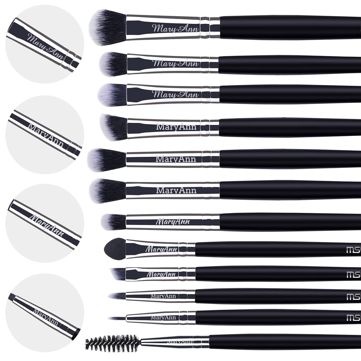 MSQ 12Pcs Augen Make-Up Pinsel Rauchig Lidschatten-Kontur-Kit Weich Haare Für Lidschatten, Augenbraue, Eyeliner, Blending, Am Besten Für Weihnachtsgeschenke - Rose Gold