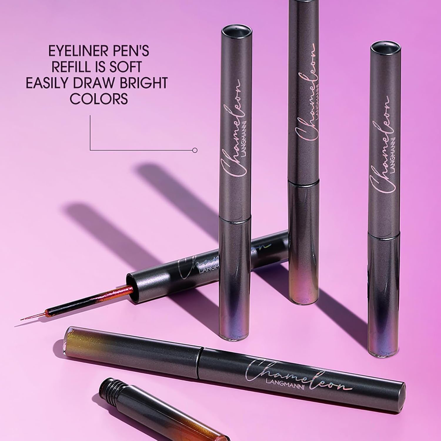 CHSEEO Liquid Glitter Eyeliner Set, 6 Colors Langanhaltend Pigmentiert Wasserfester Flüssiger Metallic Shimmer Lidschattenstift Flüssigkeit Eyeliner Pen, Augen Makeup Set Gift for Women Frauen - A