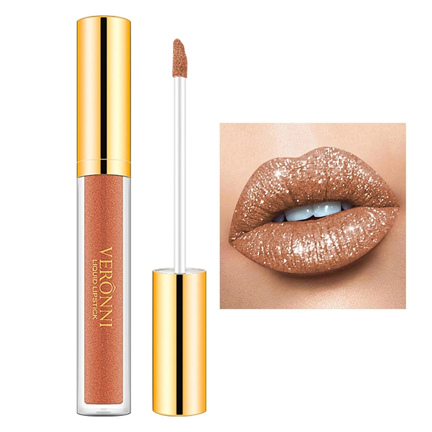 Glitzer-Lipgloss,Wischfestes Perlglanz-Lippenstift-Make-Up - Feuchtigkeitsspendender Lippenfleck, Wasserfester, Antihaftbeschichteter Cup-Lipgloss, Lang Anhaltende, Wirkungsstarke Farbe Teksome